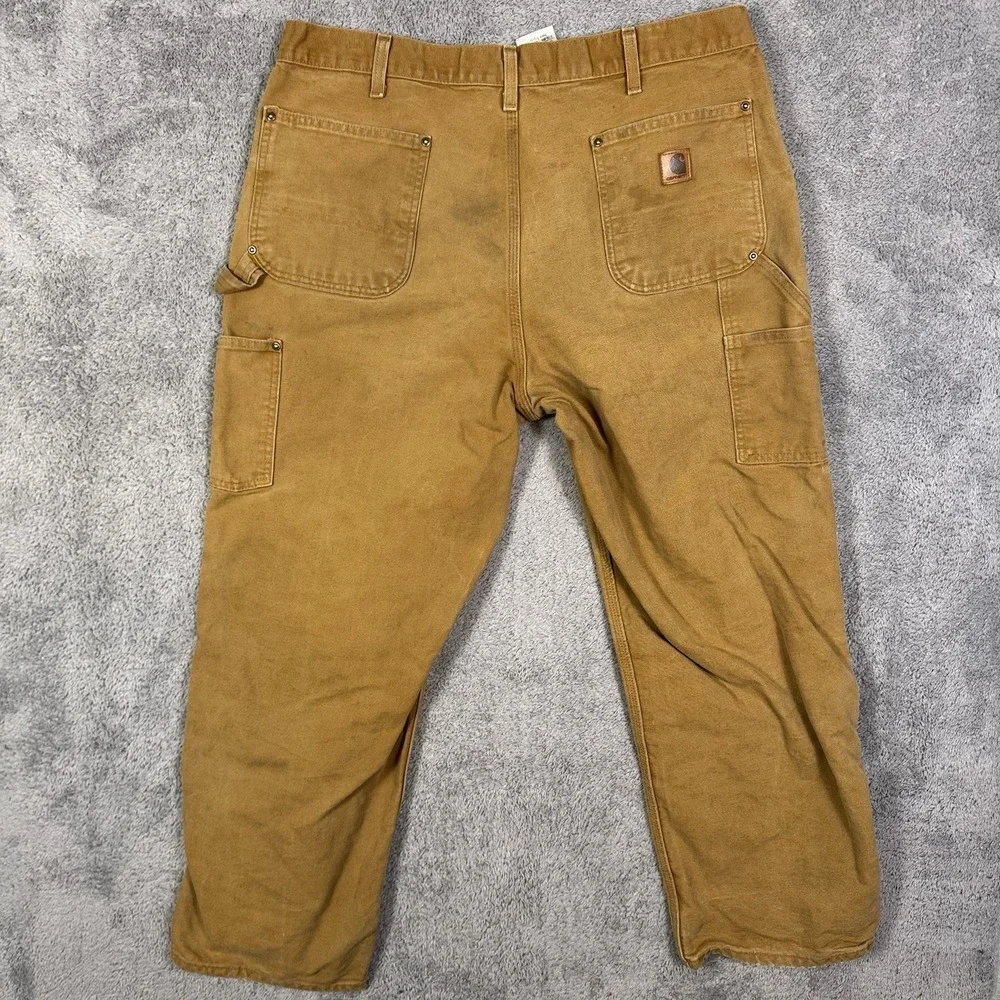 Carhartt Pants Men 38x30 Double Knee Carpenter Dungaree Workwear Utility B136BRN